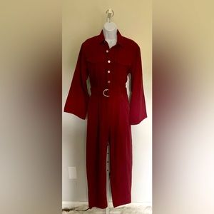 Signature 8 Burgundy Jean Jumpsuit